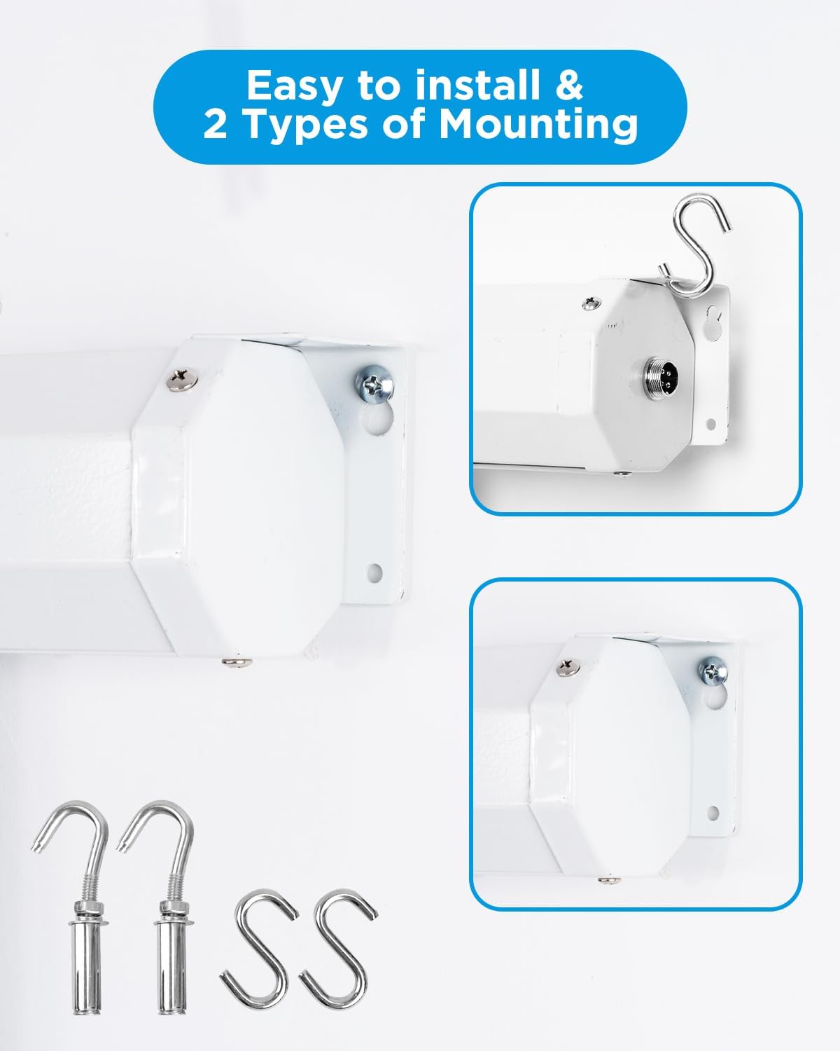 Electric Projector Screen 100 Inch with Remote Control Ceiling Mount Hooks, Pull Down Retractable Projector Screen Motorized Movie Screen White 16:9, Automatic Projector Screen Roll Down Indoor