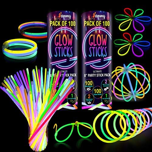 410 Pcs Glow Sticks Bulk, Glow in The Dark Party Supplies, 12 Hours Glow Party Pack 8 inch, Mardi Gras, Party Favors by AMMYGLOW