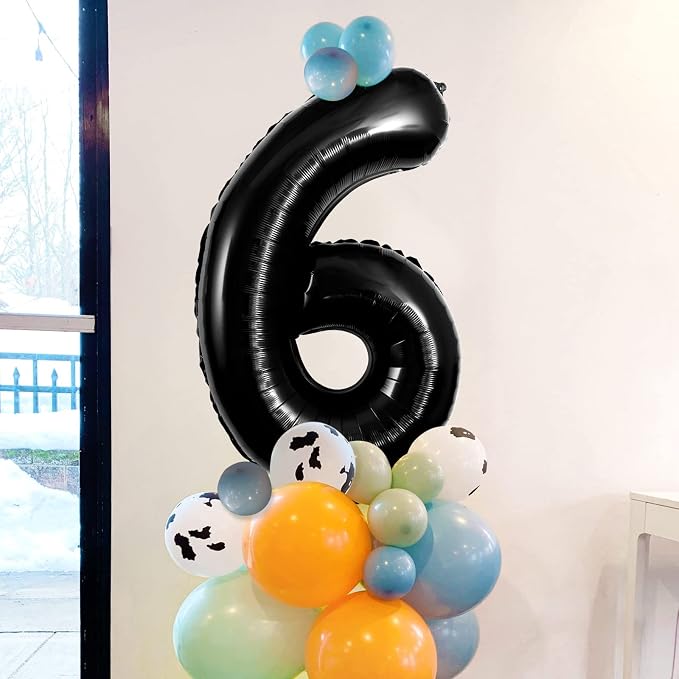 Black Number 6 Balloons 40 Inch Large Foil Balloons, Giant Number Balloon - Image 4
