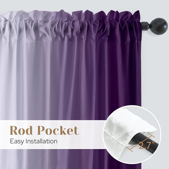 Purple Curtains 84 Inch Length for Living Room 2 Panel Set Purple and Grey - Image 7