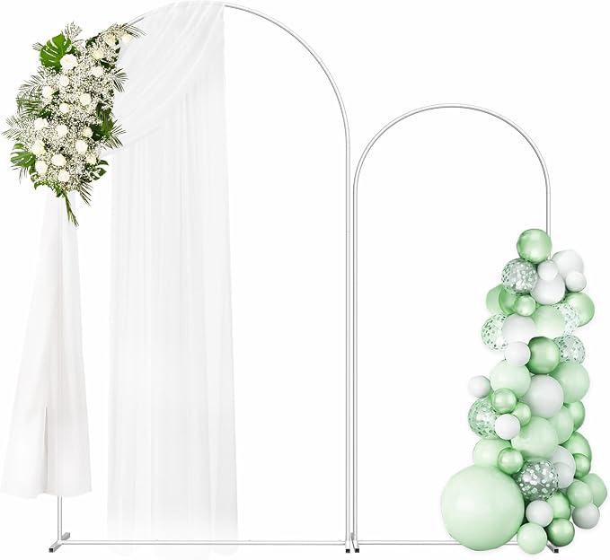 Wedding Arch Backdrop Stand Set of 2, 7.3FT & 6FT | Metal Arch Backdrop Stand by Fogein