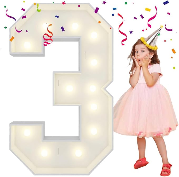 4FT Light Up Numbers Letters, Mosaic Numbers by MerryMosaics