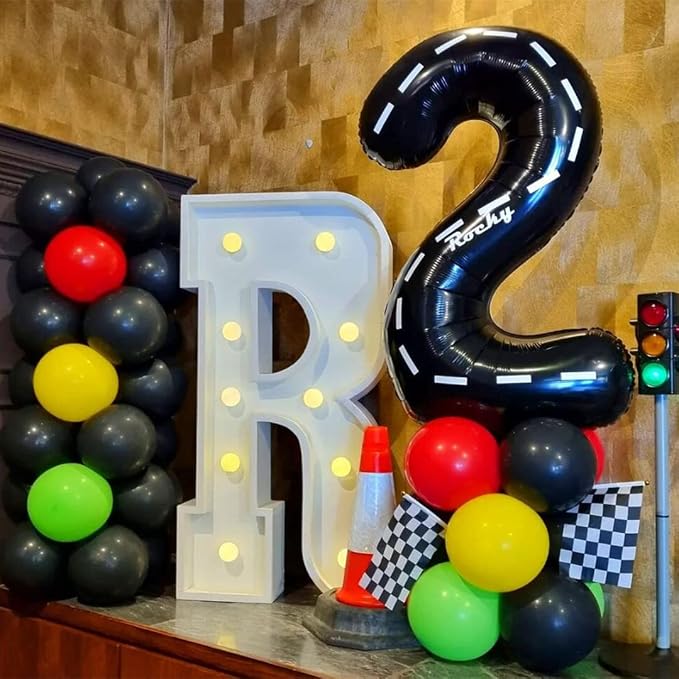 Race Car Number 8 Balloons, 40 Inch Birthday Balloons Two Fast Black 8 Balloon - Image 5