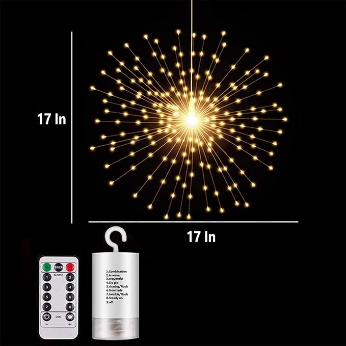 PXBNIUYA 200LED Hanging Sphere Lights, Battery Operated Starburst Lights - Image 6