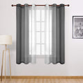 DWCN Black Faux Linen Ombre Sheer Curtains by DWCN