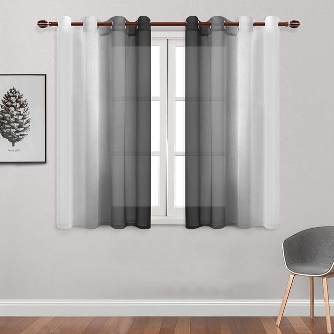 DWCN Faux Linen Ombre Sheer Curtains - Image 2