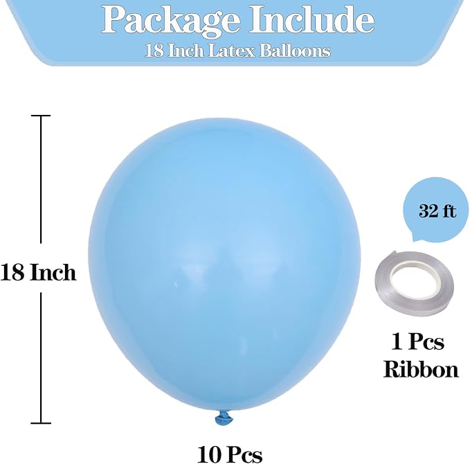 18 Inch Light Blue Balloons, Baby Shower, Birthday Party and Event Decoration - Image 2