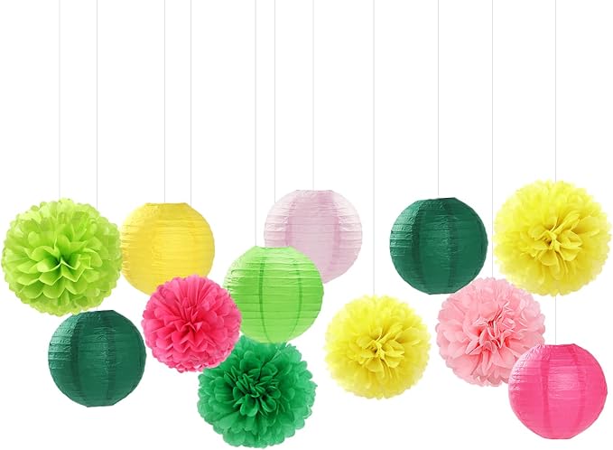 Hawaiian-Summer Pool Party-Decorations Paper-Flowers Lanterns - Image 7