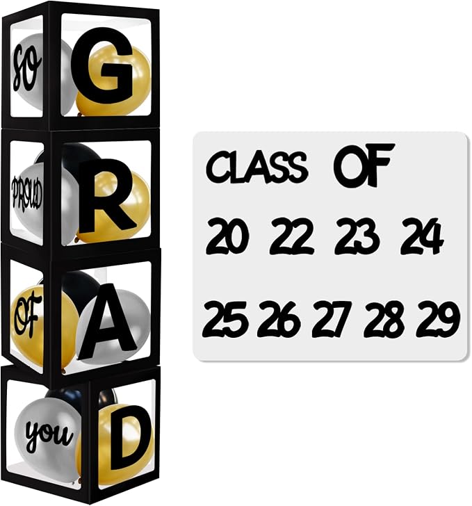 Class Of 2026 Graduation Decorations Black Graduation Balloon Box Kit, by UNIIDECO