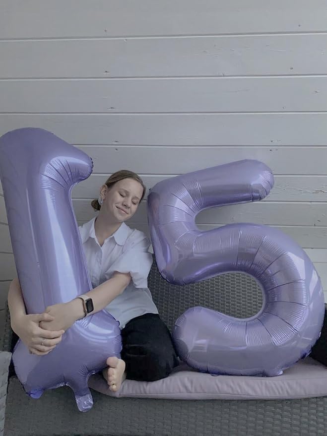 Lilac Number 1 Balloon 40 inch, Lavender Birthday Party Balloons Decorations | - Image 5