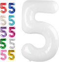 White Number 5 Balloon 40 inch, Balloon numbers party supplies, deco photo shoot by Upgesy