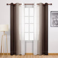 DWCN Brown Faux Linen Ombre Sheer Curtains by DWCN