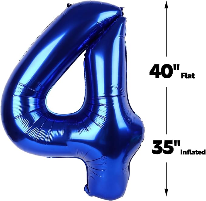 Night Blue Number 4 Balloon 40 inch, 4th Birthday Party Balloons Decorations | - Image 3
