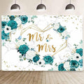 AIBIIN 8x6ft Green Mr and Mrs Floral Backdrop Teal Wedding Photography by AIBIIN