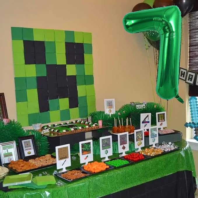 TONIFUL 40 Inch Dark Green Number 7 Balloons Large Foil 7th Birthday Decor | - Image 4