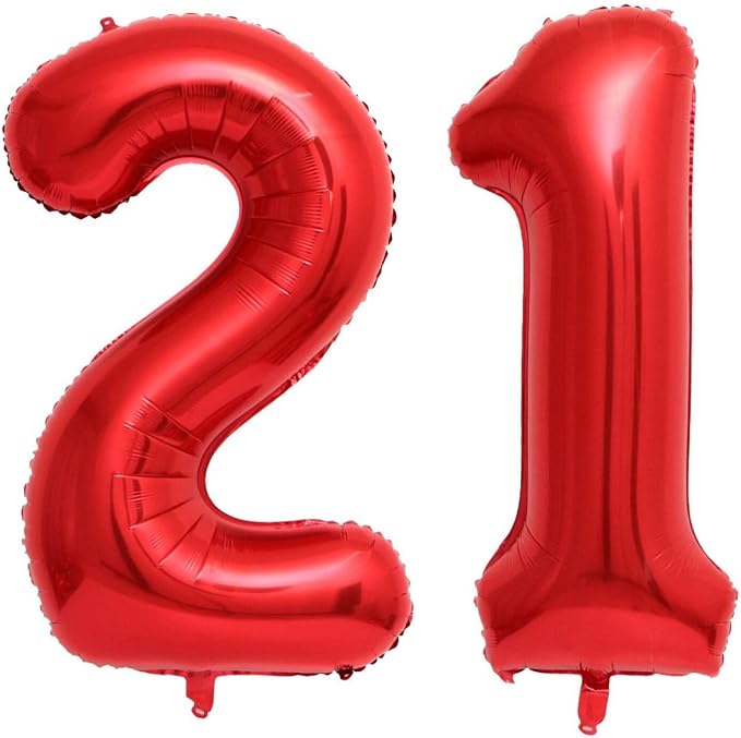 40 Inch Red Number 21 or 12 Balloons Giant 12 Balloons Red Birthday 21 Balloons by LHOAVWE