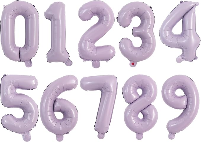 TONIFUL 16 Inch 10 Pcs Light Purple 0-9 Birthday Number Balloons | Small Custom by TONIFUL