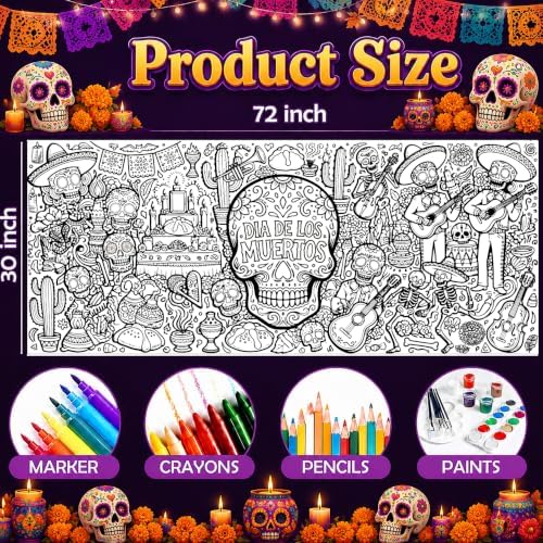 Dia De Los Muertos Crafts for Kids - Day of The Dead Giant Coloring Poster - Image 2