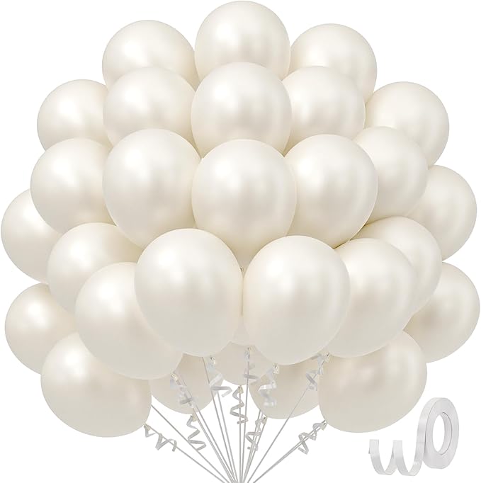 Pearl White Balloons 12 inch by Awenztech