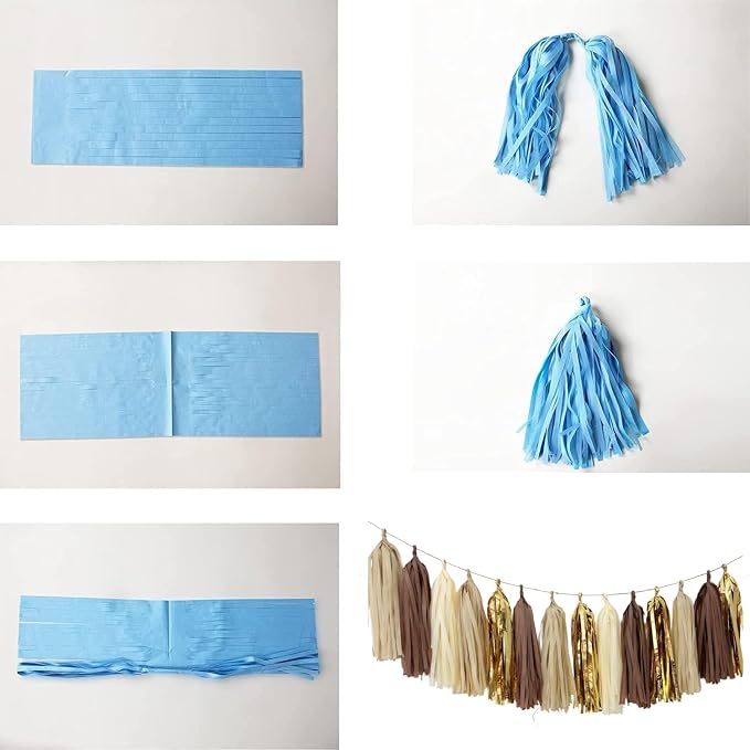 20PCS Brown Tan Cream Gold DIY Tissue Tassel Garland Party Tassel Banner - Image 4