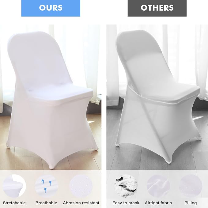 Fixwal 36 Pcs White Folding Chair Covers Spandex Stretch Slipcover | Spandex - Image 8
