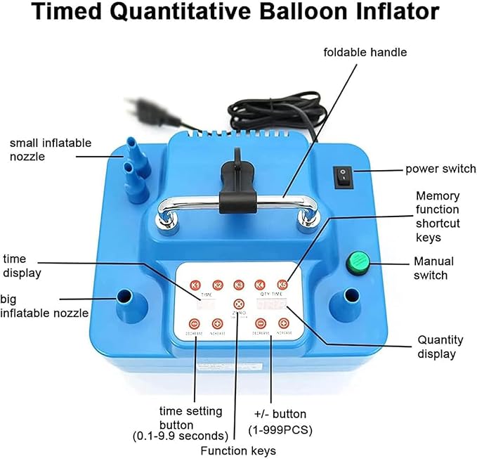 Electric Air Pump Blower, Professional Double Hole Inflator, Inflatable Timing - Image 3