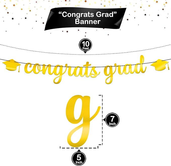 KatchOn Shiny Congrats Grad Banner 10 Feet, Graduation Banner - Image 4