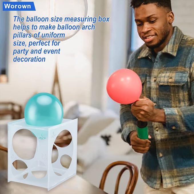 Worown 11 Holes White Collapsible Plastic Balloon Sizer Cube Box, 2-10 Inch - Image 7