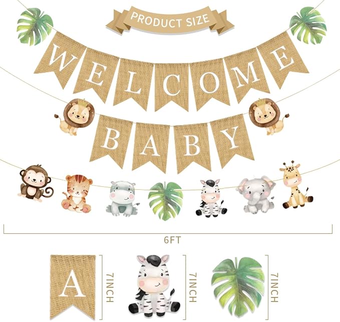 Weecent Pre-Strung 6ft Burlap Welcome Baby Banner - Image 3