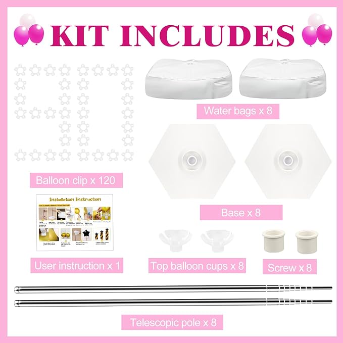 8 Set Heavy-Duty Balloon Column Stand Kit - Image 2