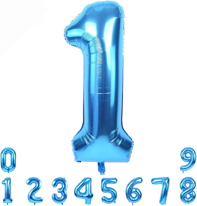 TONIFUL 40 Inch Blue Number 1 Balloons Large Foil 1st Birthday Decorations | by TONIFUL