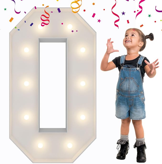 3FT Light Up Numbers Letters, Giant Marquee Numbers, Mosaic Balloon Number 0 by MerryMosaics