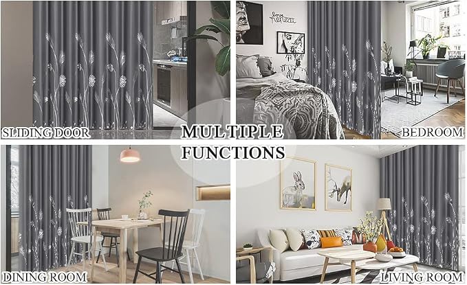 Curtain for Sliding Glass Door 100W x 84L Inch Long Elegant Silver Palm Tree - Image 9