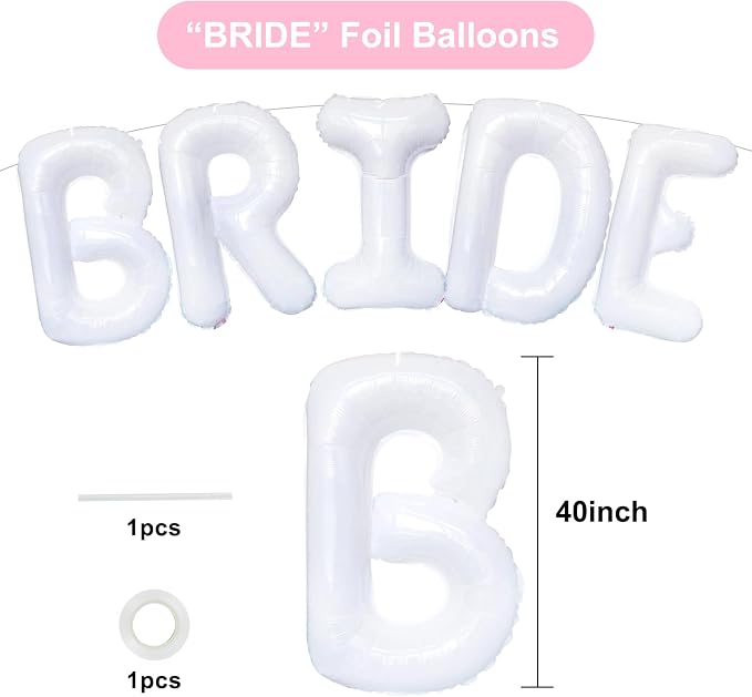 TONIFUL 40 Inch Large White Bride Balloons Giant Jumbo Helium Foil Mylar Bride - Image 2