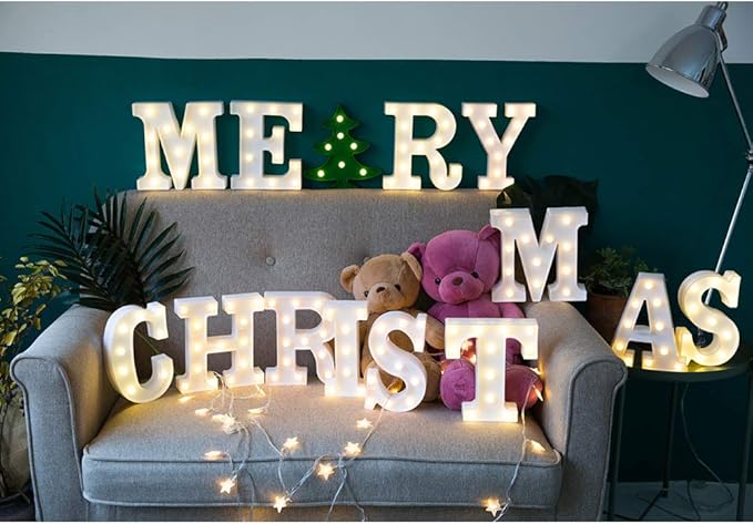 MUMUXI Marquee Light Up Letters | Large Light Up Numbers | Battery Powered and Bright with Every Letter of The Alphabet | for Wedding, Birthday, Party, Celebration, Christmas or Home Decoration (T)