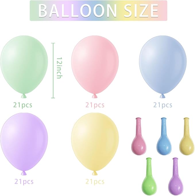 Pastel Balloons Latex Pastel Birthday Decorations 100 Pack 12 inch Round Helium - Image 2