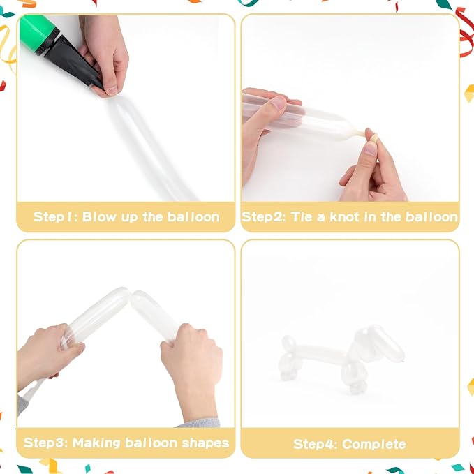 RUBFAC 260 Balloons Clear Long Skinny Latex Balloons, Balloons - Image 4