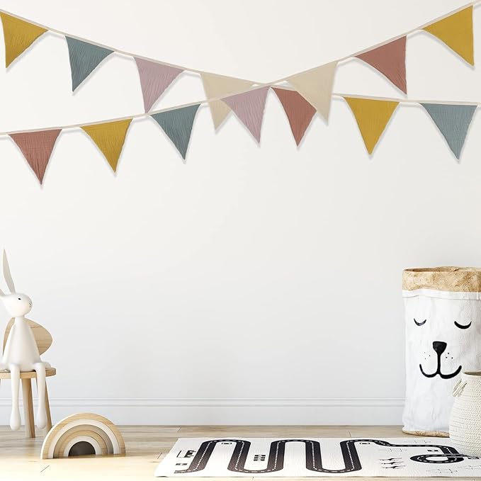 Oudain 2 Pcs Pennant Banner Flags Nursery Garland Triangle Bunting Flags - Image 5