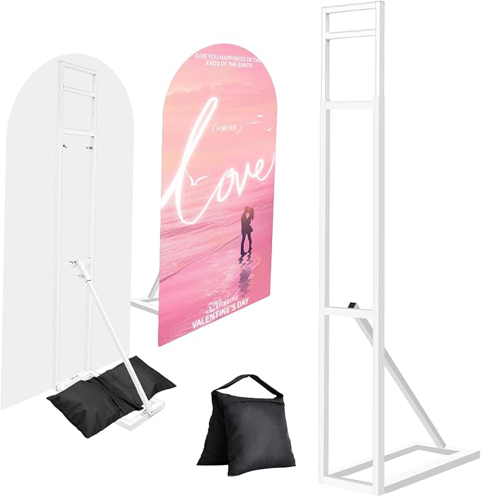 3 Pack White Wedding Backdrop Stand, Adjustable Metal Arch by Yudlto