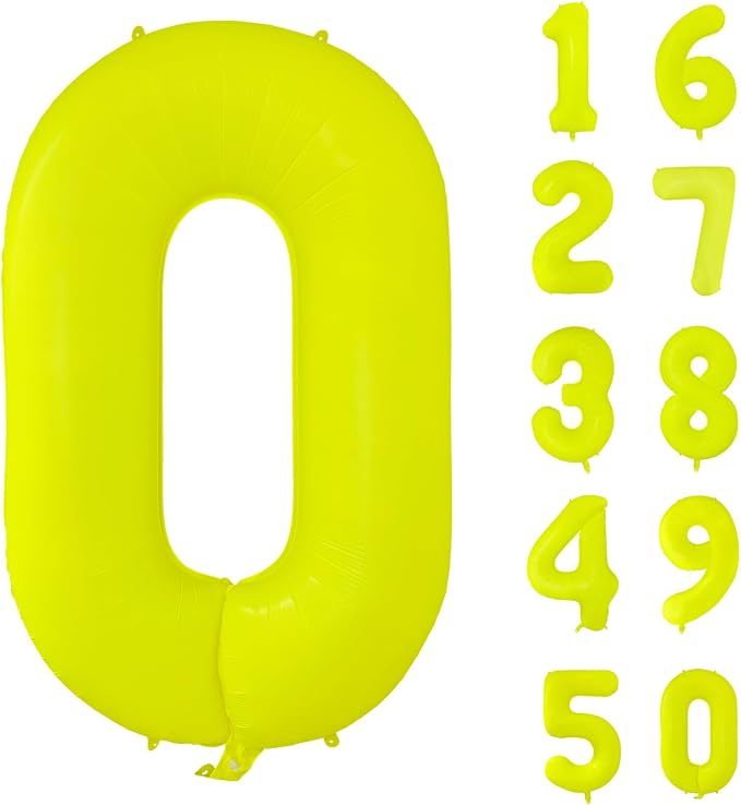 Fluorescent Yellow Number Balloon 40 inch Giant Foil Helium Balloons Yellow by Yeodong
