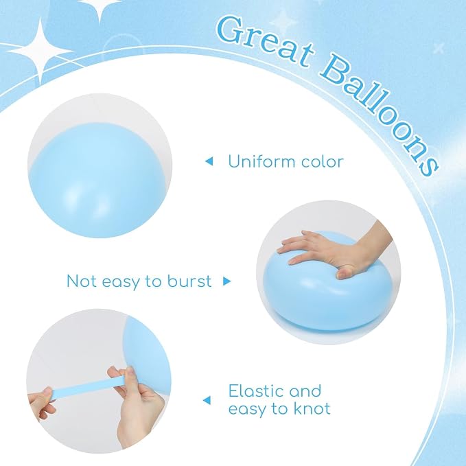60pcs Blue Bow Balloons 12inch, Metallic Blue White Clear Bow Balloons - Image 3