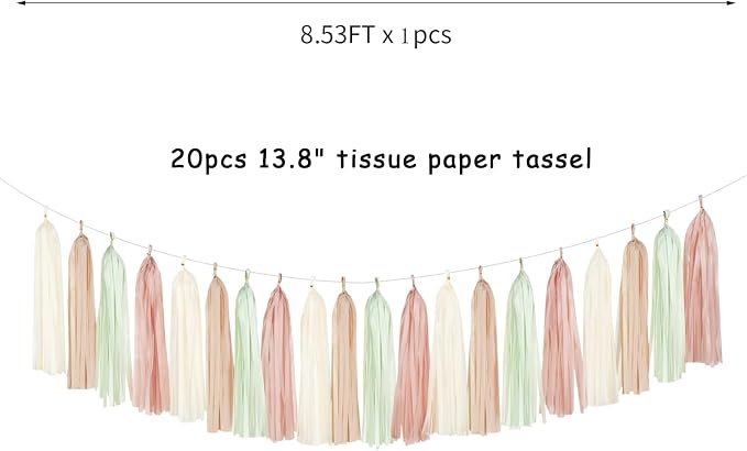 Sage-Green Beige Rose-Gold Party-Decorations Streamers - Image 6