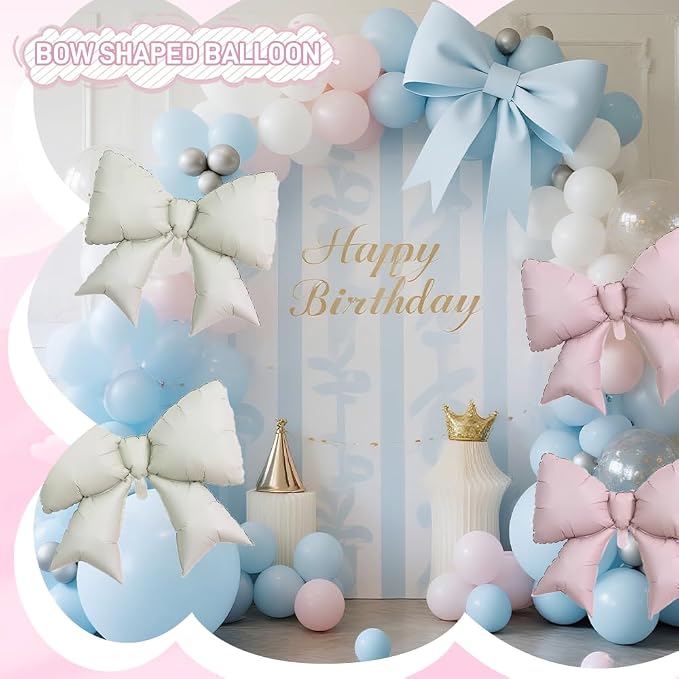 4pcs Jumbo Oversized Ribbon Balloons Coquette Bow Balloons Bow Party Coquette - Image 2