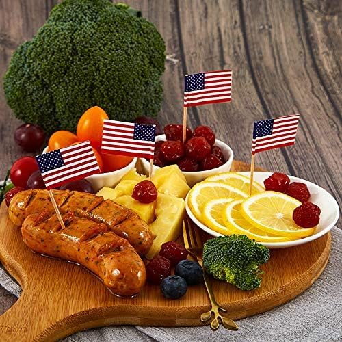 CYPS 100 Pcs USA American Flag US Toothpick Flags, Small Mini Stick Cupcake - Image 6