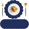 60 Pcs Navy Blue Paper Placemats, 13.5 Inch Disposable Scalloped Table Mats | by NatNarr
