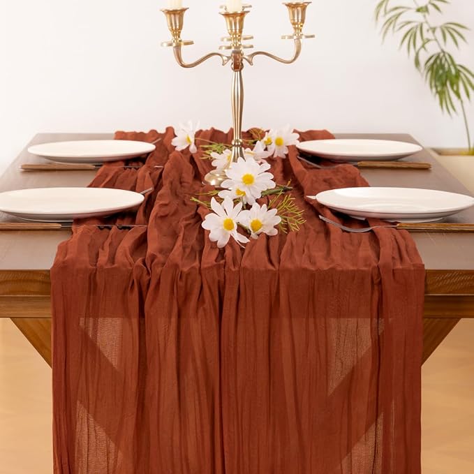 Cheesecloth Table Runner Summer Boho Wedding Birthday Party Home Decor | - Image 5