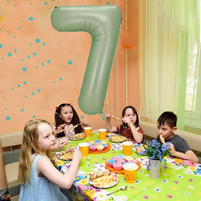Number 7 Balloon, 40-Inch Sage Green Number Balloon | 40-inch foil balloon - Image 5