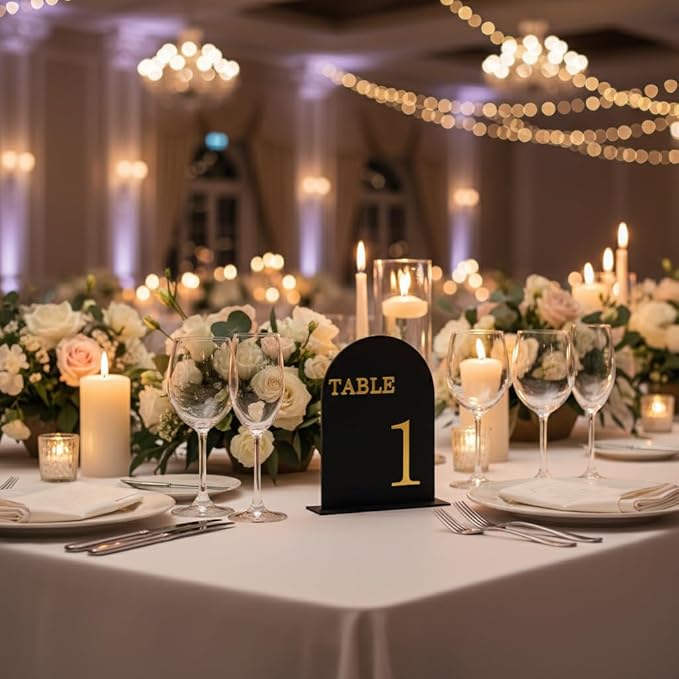 Arch Wedding Table Numbers 1-10 with Stands, 5" X 7" Double Sided Acrylic Wedding Sign Holders, Durable Non-Fading Table Number for Wedding Reception, Events, and Centerpieces