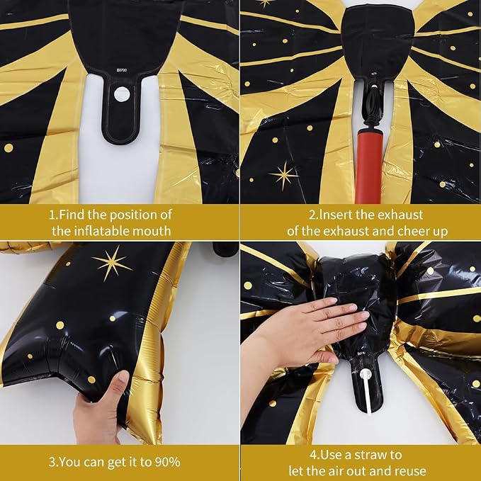 38 Inches Bow Balloon Black Star - Image 3