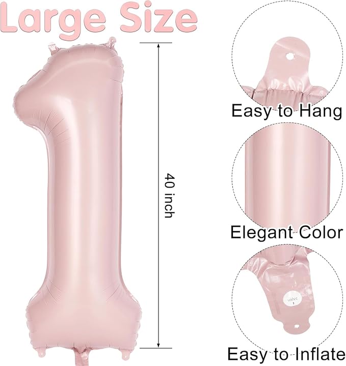 Light Pink Number 11 Balloon, 40 Inch Giant Mylar Number Balloons, Large Foil - Image 2